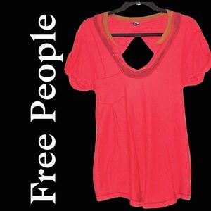 Revolve Free People unique repurposed UPCYCLED open back t-shirt